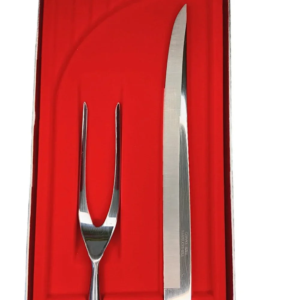 Vintage Carvel Hall Carving Knife and Fork Set Stainless Steel USAee